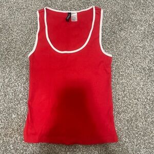 H&M Vibrant Red Top with White Accents